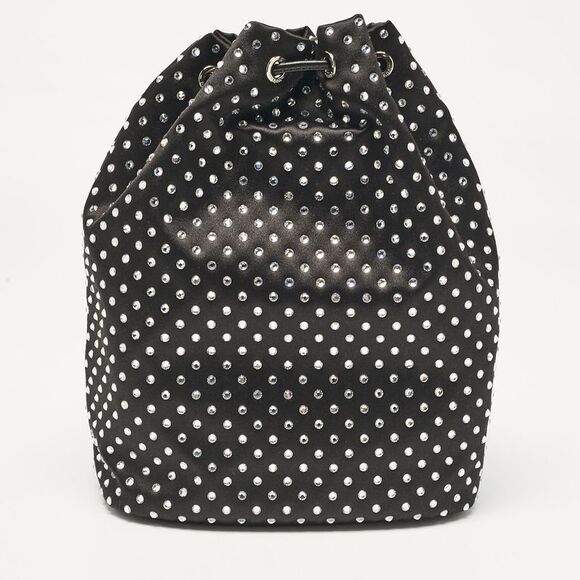 Prada Black Nylon Crystals Embellished Drawstring Pouch - Picture 4 of 7